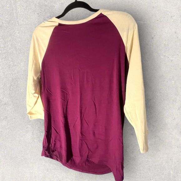 Lularoe Women's Randy Baseball Raglan Maroon And Cream Size 2-Large-NWT - Picture 3 of 9